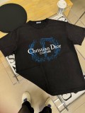 Dior Washed Old CD Print Short Sleeves Unisex Cotton Loose T-shirt