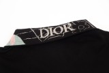 Dior CD Letter Embroidered Colorful Collar Polo Shirt Black White