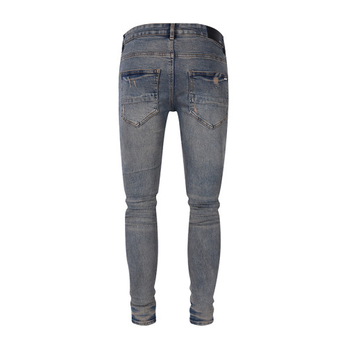 Amiri Vintage Washed Jeans Diatressed Patches Slim Pants