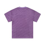 Dior CD Letter Dark Jacquard Logo Printed Short sleeved Unisex Loose Cotton T-shirt