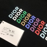 Dior Colored Letter Logo Printed T-shirt Couple Casual Loose Short Sleeve
