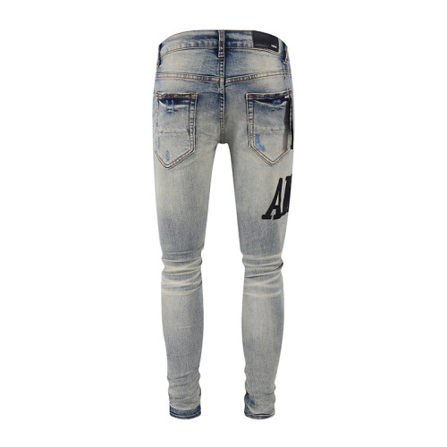 Amiri Vintage Patchwork Distressed Denim Jeans Unisex Casual Street Pants