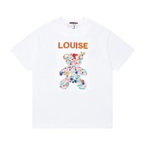 Louis Vuitton Embroidered Bear Pattern Short Sleeved Unisex Fashion  Casual Cotton T-shirt