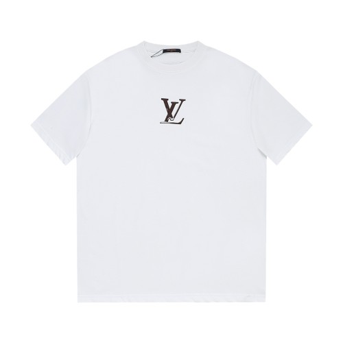 Louis Vuitton Silicone Letter Print Short sleeved Couple Cotton Casual T-shirt