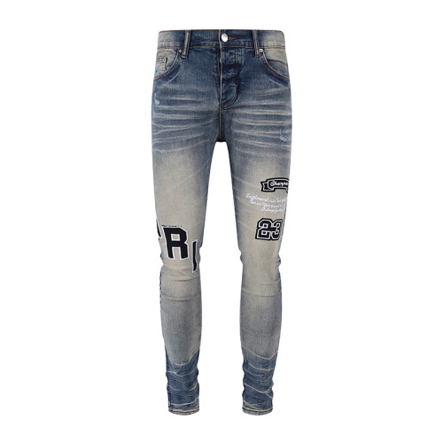 Amiri Classic Logo Print Washed Vintage Jeans Casual Street Pants