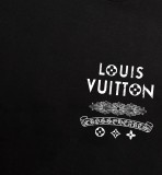 Louis Vuitton Logo Print Round T-shirt Unisex Cotton Casual Short Sleeves