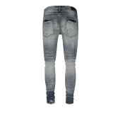 Amiri Washed Distressed Patches Casual Stretch Jeans Fashion Street Pants
