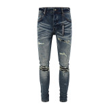 Amiri Distressed Patches Pants Unisex Fashion Casual Street Stretch Skinny Jeans