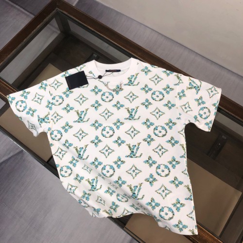 Louis Vuitton Full Letter Logo Printed T-shirt Unisex High Street Casual Short Sleeves
