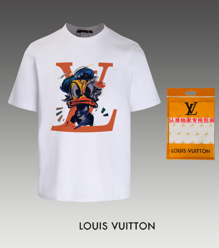 Louis Vuitton High Street Cartoon Print Short Sleeved Couple Cotton Casual T-shirt