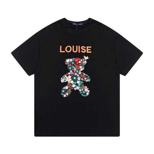 Louis Vuitton Embroidered Bear Pattern Short Sleeved Unisex Fashion  Casual Cotton T-shirt