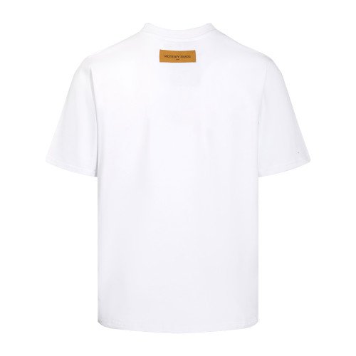Louis Vuitton Fashion Leather Pocket Short Sleeve Couple Casual T-shirt