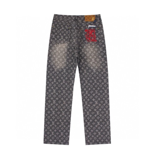 Louis Vuitton Full Lo'go Red Women's Embroidered Casual Straight leg Jeans