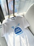 Louis Vuitton High Street Logo Printed Short Sleeved Unisex Cotton Casual T-shirt