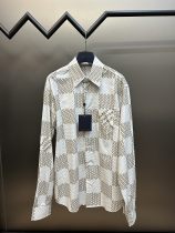 Louis Vuitton Fashion Plaid Logo Polo Long Sleeved Shirt
