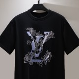 Louis Vuitton Logo Printed Short Sleeve Unisex Casual Cotton T-shirt