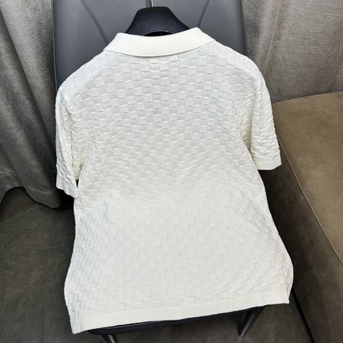 Louis Vuitton Rhinestone Logo Knitted Short Sleeve Fashion Casual T-shirt