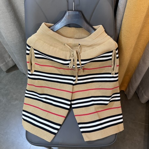 Burberry Casual Striped Drawstring Wool Knit Shorts