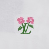 Louis Vuitton Embroidered Flower Logo Short Sleeved Unisex Fashion Casual T-shirt