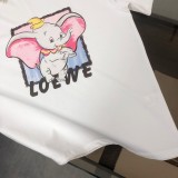 Loewe Colorful Elephant Print T-shirt Couple Casual Loose Short Sleeve