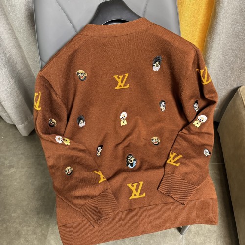 Louis Vuitton New Classic Funny Head Embroidery Knitted Sweater Pullover