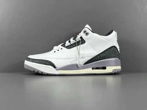 Jordan Air Jordan 3 lvory Mid Retro Basketball Shoes Anti-Slip Shock-Absorbing Cowhide Sneakers
