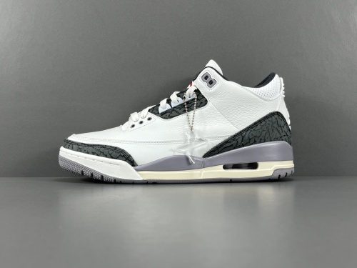 Jordan Air Jordan 3 lvory Mid Retro Basketball Shoes Anti-Slip Shock-Absorbing Cowhide Sneakers