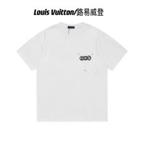 Louis Vuitton Classic Logo Printed Short sleeved Unisex Cotton Round Neck T-shirt