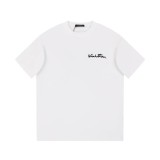 Louis Vuitton Letter Logo Foam Printed Short Sleeve Unisex Casual Round Neck T-shirt