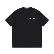 Louis Vuitton Letter Logo Foam Printed Short Sleeve Unisex Casual Round Neck T-shirt