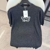 Dior Fashion Embroidered Logo 1947 Crew Neck Short Sleeve Casual Knitted T-shirts