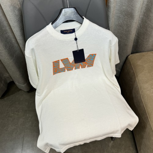 Louis Vuitton Classic Stripe Logo Crew Neck T-shirt Fashion Casual Short Sleeve