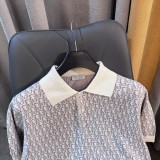 Dior Classic Oblique Print Polo T-shirt Casual Street Short Sleeve