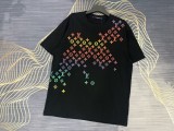 Louis Vuitton Fashion Full Gradient Logo Short sleeved Unisex Casual Cotton T-shirt