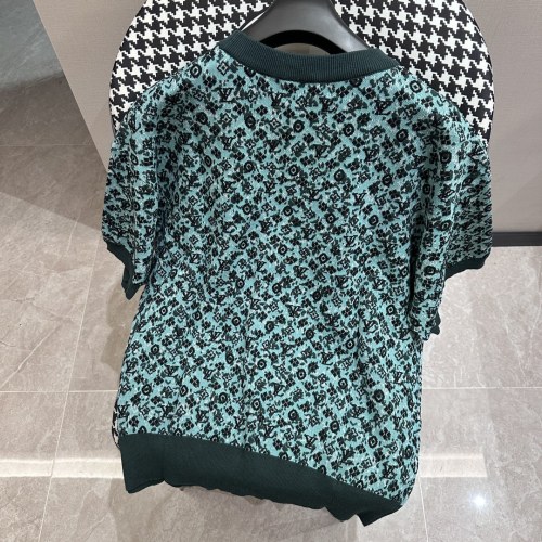 Louis Vuitton Full Print Jacquard Short Sleeve Casual Solid Knitted T-shirt