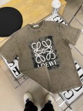 Loewe Personalized Washed Old Logo Print T-shirt Unisex Loose Casual Short Sleeves