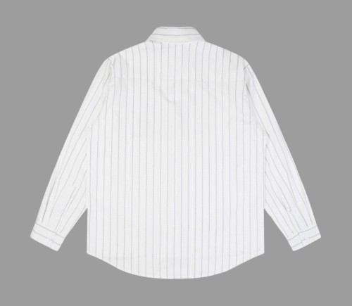 Loewe Classic Pocket Patch Logo Embroidered Halo Dyed Grey Stripe Shirt