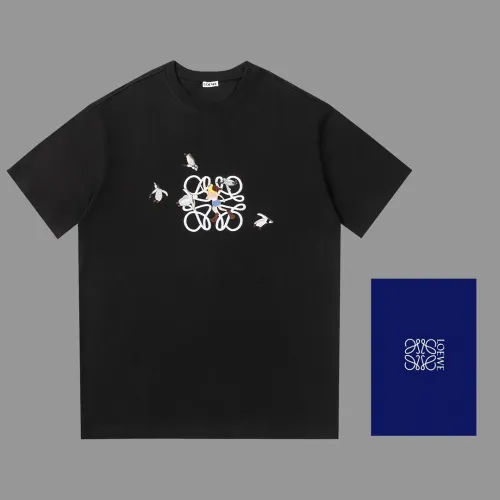 Loewe Fashion Embroidery Logo T-shirt Unisex Loose Casual Short Sleeves