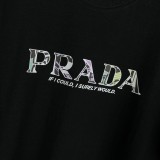 Prada Colorful Logo Printed T-shirt Couple Simple Casual Short Sleeves