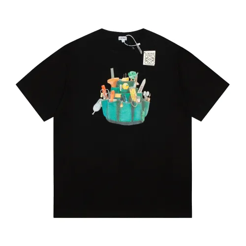 Loewe High Street Tool Leather Bag Printed Short Sleeve Couple Casual Loose T-shirt