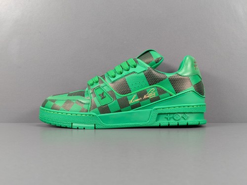 Louis Vuitton Trainer Fashion Low Casual Board Shoes Men Checker Rendering Sneakers Green