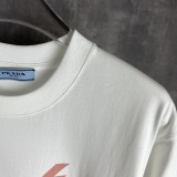 Prada High Street Logo Print T-shirt Unisex Loose Casual Short Sleeves