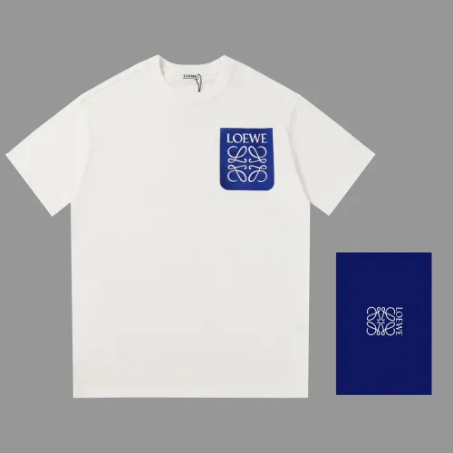 Loewe Embroidered Hollow out Logo T-shirt Unisex Loose Casual Short Sleeves