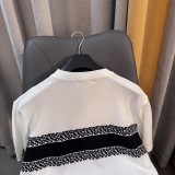 Dior Classic Striped Color Contrast Knit Short Sleeve Casual Solid T-shirt