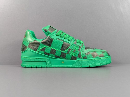 Louis Vuitton Trainer Fashion Low Casual Board Shoes Men Checker Rendering Sneakers Green