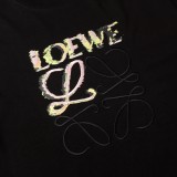 Loewe High Street Handdrawn Graffiti Embroidery Logo T-shirt Unisex Loose Casual Short Sleeves