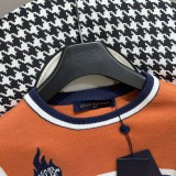 Louis Vuitton Retro Sports Flame Embroidery T-shirt Casual Knitted Short Sleeve