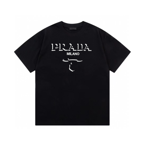 Prada 3D Logo  Print T-shirt Unisex Casual Loose Short Sleeves