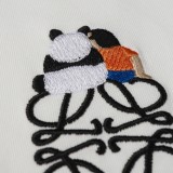 Loewe Panda Embroidered T-shirt Unisex Loose Casual Short Sleeves