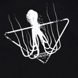 Prada Octopus Logo Printed T-shirt Unisex Versatile Casual Short Sleeves